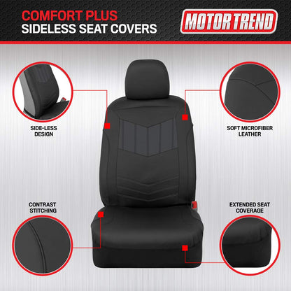 Motor Trend Super Sport - Fundas de Asiento de Piel sintética Gris para Asientos Delanteros, diseño Moderno de Dos Tonos, Protectores de Asiento fáciles de Instalar, Fundas Interiores para Automóvil,