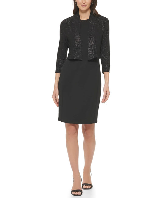 Calvin Klein Three-Quarter-Sleeve Shimmer de la Mujer Shrug, Color