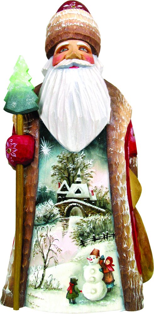 G. Debrekht tallado madera y la mano-pintado del primer día de invierno Santa, 20,32 cm