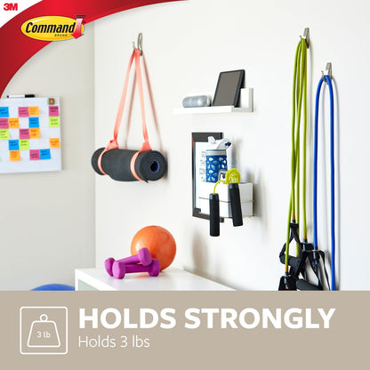 Command - Ganchos de pared de níquel cepillado mediano, 2 ganchos de capa y 4 tiras de comando, sin daños y con calcomanía, sin herramientas, ideales para colgar la decoración del hogar, soporta hasta