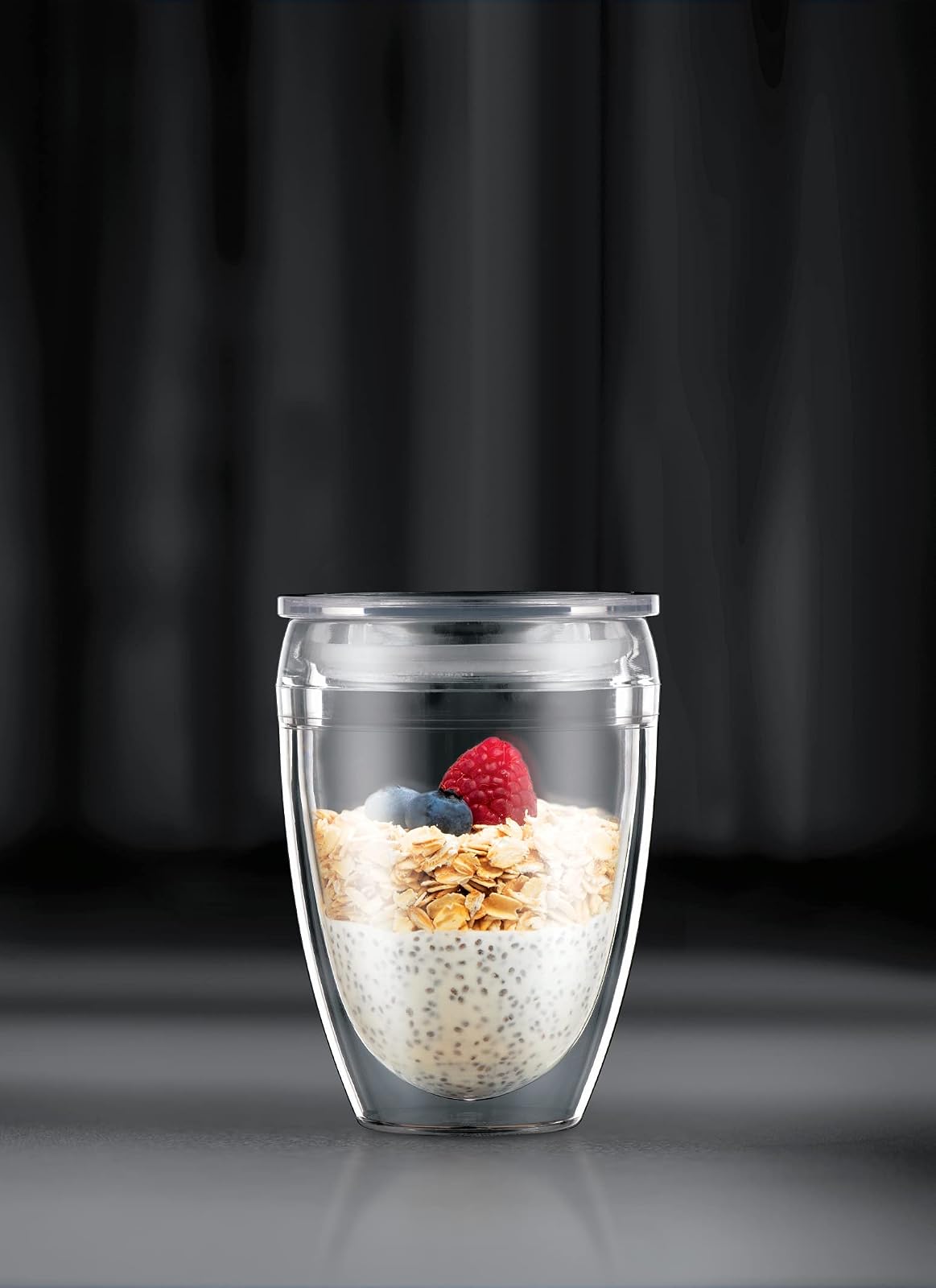 Bodum Vaso de doble pared irrompible con tapa, 2 unidades, Transparente, 10 oz, 1