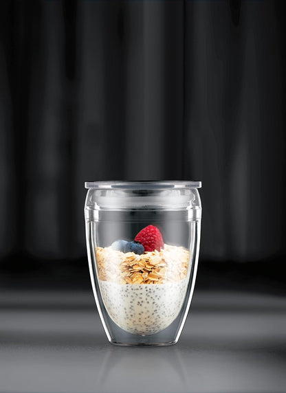 Bodum Vaso de doble pared irrompible con tapa, 2 unidades, Transparente, 10 oz, 1