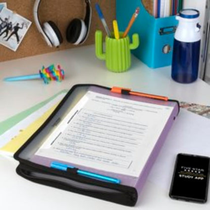Five Star Organizador de archivos expandible de 7 bolsillos + aplicación de estudio, carpetas de archivos expansibles de plástico con pestañas personalizables y cubierta transparente, capacidad para