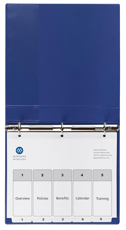Avery 11821 - Divisores de 5 pestañas para carpetas de 3 anillos, tabla de contenido personalizable, pestañas blancas clásicas, 6 juegos