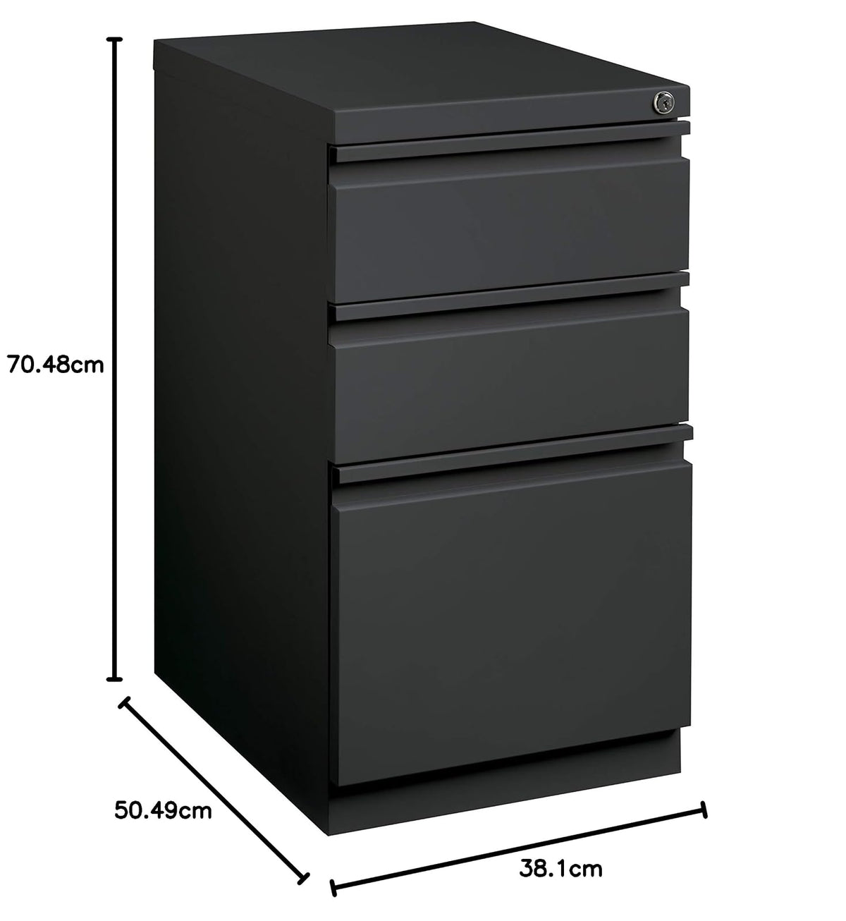 Office Dimensions 20412 Pedestal de Grado Comercial con un Cajón Papelero y Dos Cajones Archiveros Tamaño Carta Color Gris Carbón