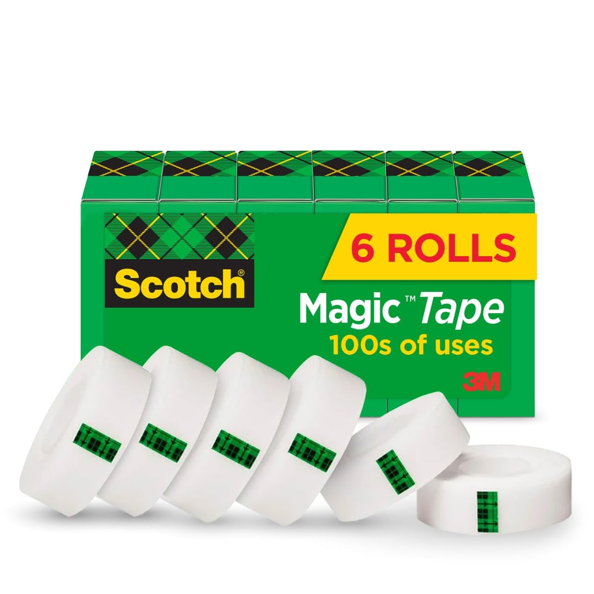 Scotch Magic Tape Cinta Adhesiva Invisible 3/4 x 1000 pulg - Sin dispensador - 6 Rollos