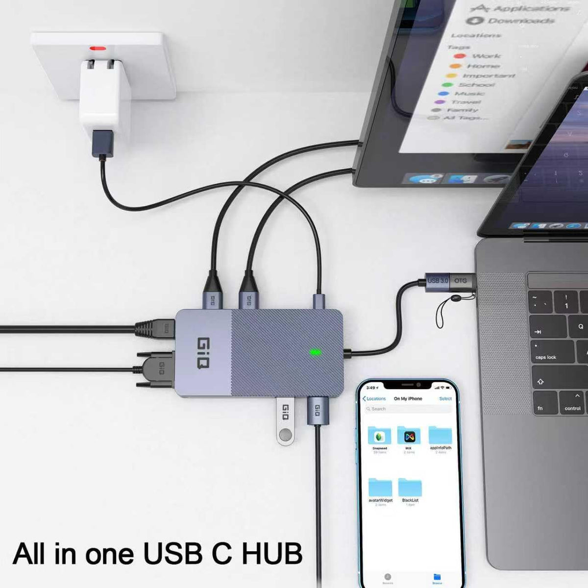 Estación de Acoplamiento USB GIQ USB C HUB USB 3.0 a Doble HDMI VGA Adaptador de Triple visualización USB C estación de Acoplamiento para portátil de Doble Monitor HDMI Splitter Extender Compatible