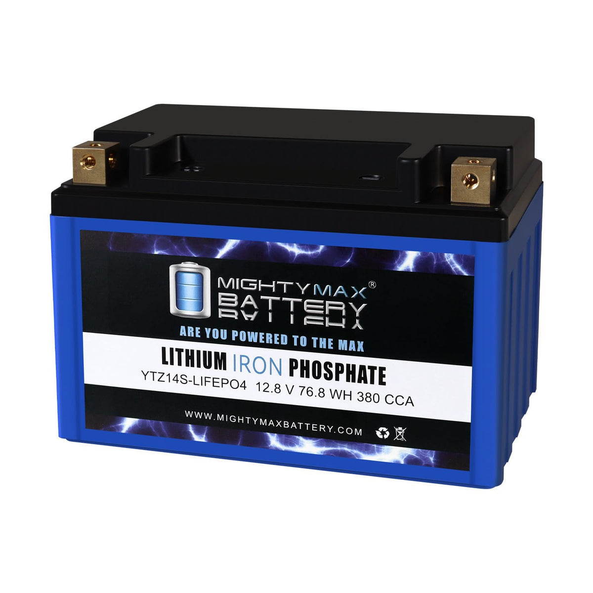 Mighty Max Battery YTZ14S-LIFEPO4 Batería LiFePO4 12 V 11.2 Ah 380 CCA de Fosfato de Hierro y Litio