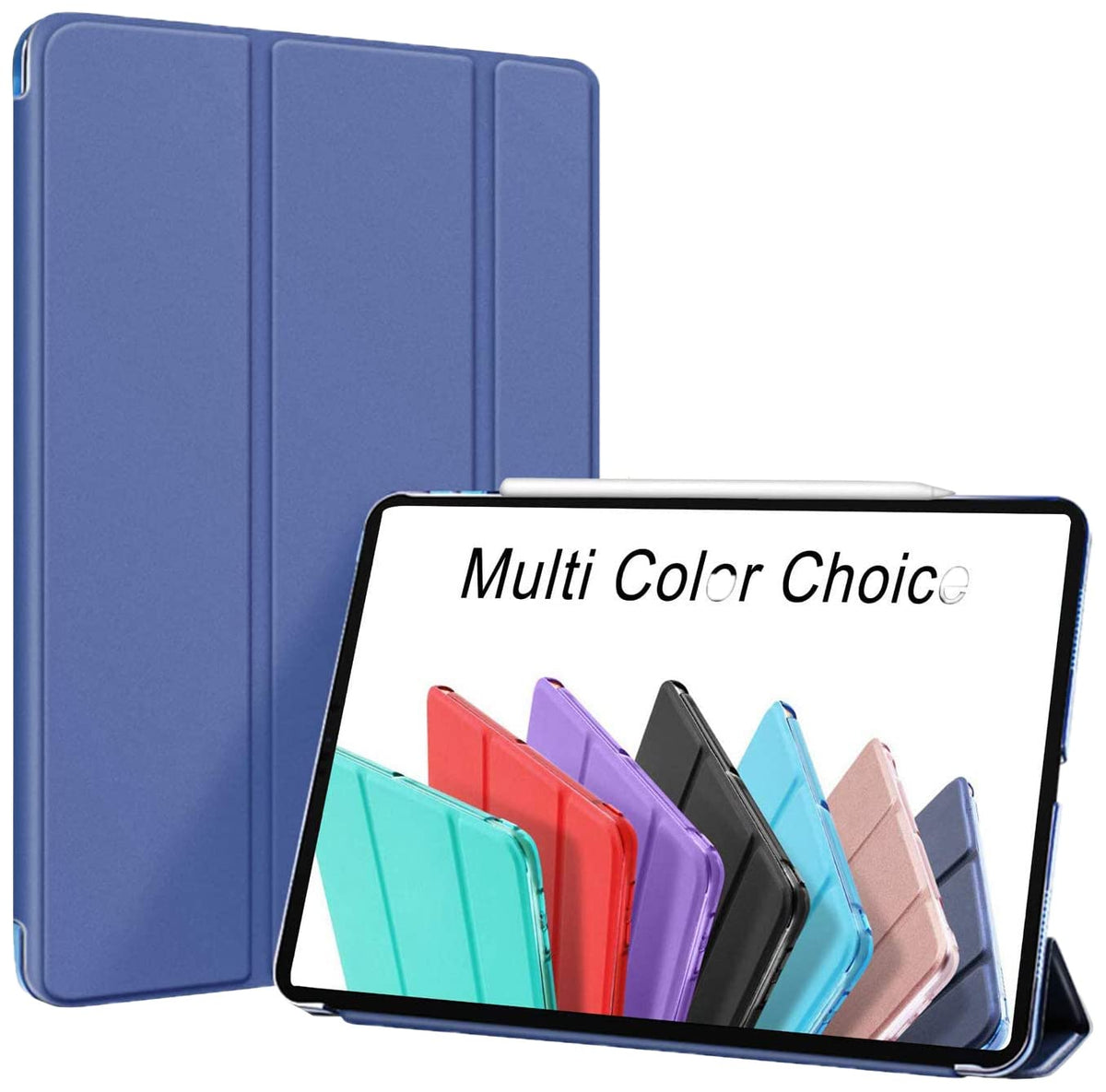 ORIbox - Funda para iPad Pro 1º 11'' (2018), diseño de Triple Pliegue con función de Reposo/Encendido automático, Cubierta Trasera de TPU Suave, 11 Pulgadas, Color Azul Oscuro
