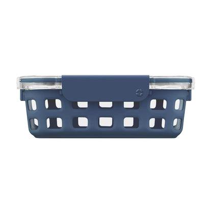 Ello Duraglass Recipiente de Vidrio 5 Tazas Almacenamiento Alimentos | Recipiente de vidrio de 5 tazas con funda de silicona, tapa a prueba de fugas, apto para microondas, congelador y lavaplatos