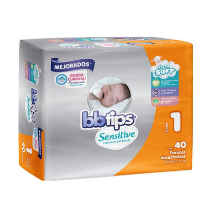 BBtips Sensitive Pañales, Baby Diapers , Talla 1 Paquete de 160