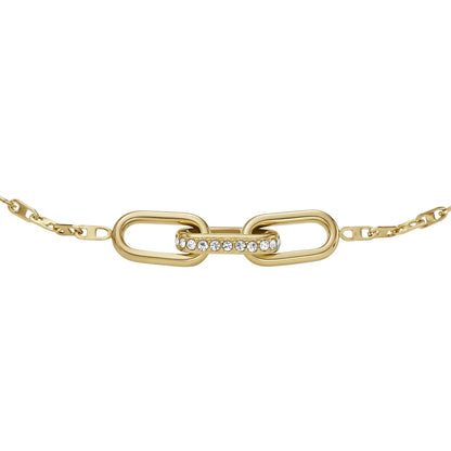 Pulsera Fossil Heritage JF04525710 de acero inoxidable de color dorado para dama
