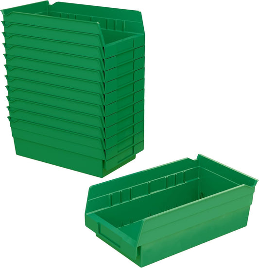 Akro-Mils 30130 12-Inch by 6-Inch by 4-Inch Plastic Nesting Shelf Bin Box, Green, Case of 12