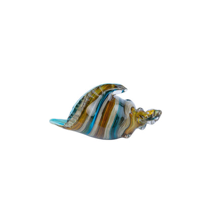 Running Caracol de Mar | Adornos para Sala, Oficina y Escritorio | Figura de Cristal | Rayas Azul y Café