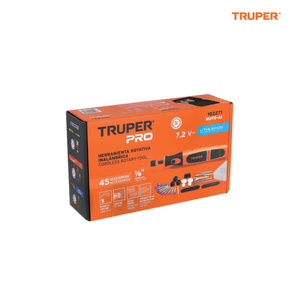 Truper MOTO-AI Herramienta rotativa inalámbrica 7.2 V profesional con 45 accesorios y estuche