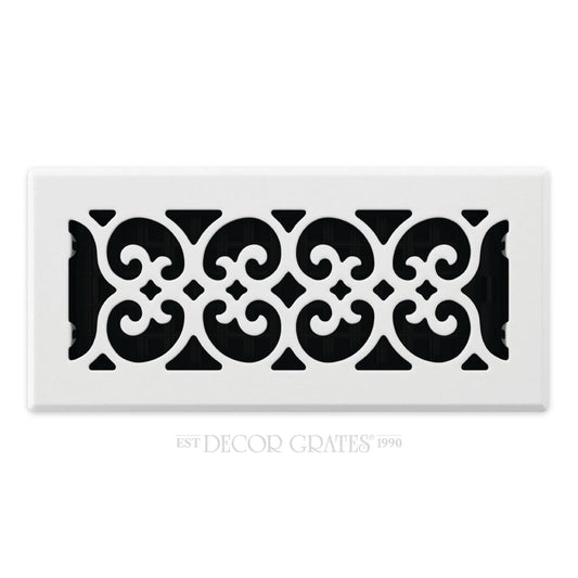 Decor Grates FS410-WH - Registro de piso con diseño de desplazamiento, 4 x 10 pulgadas, color blanco
