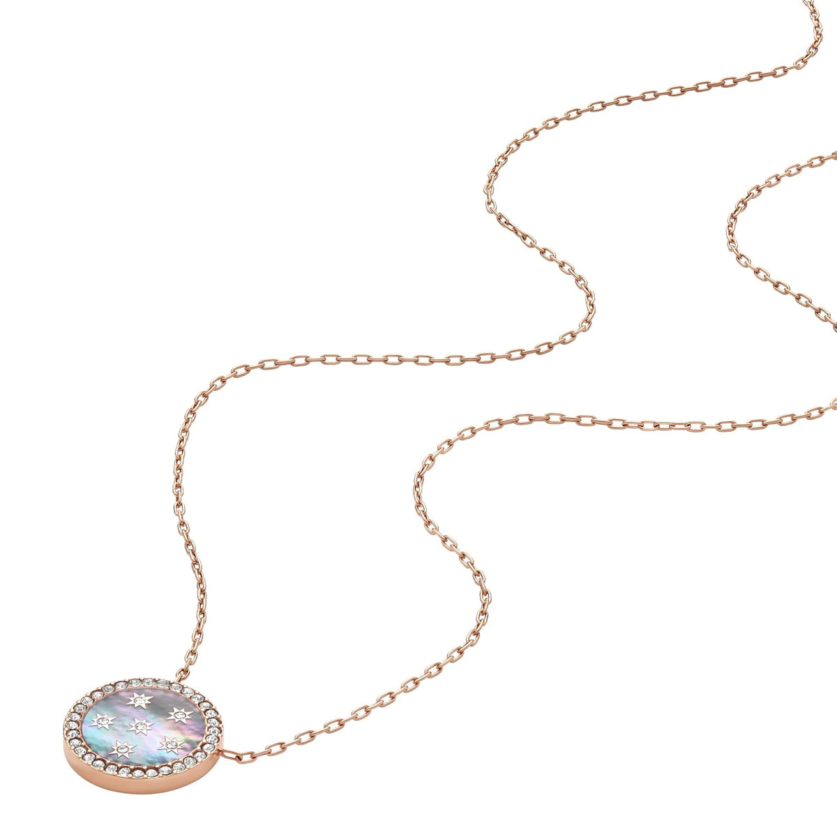Collar Fossil JF04936791 Merrit de acero inoxidable en tono oro rosa para mujer