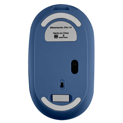 PERFECTCHOICE Mouse Recargable 2.4GHz Bluetooth Clic Silencioso Colori (Azul)