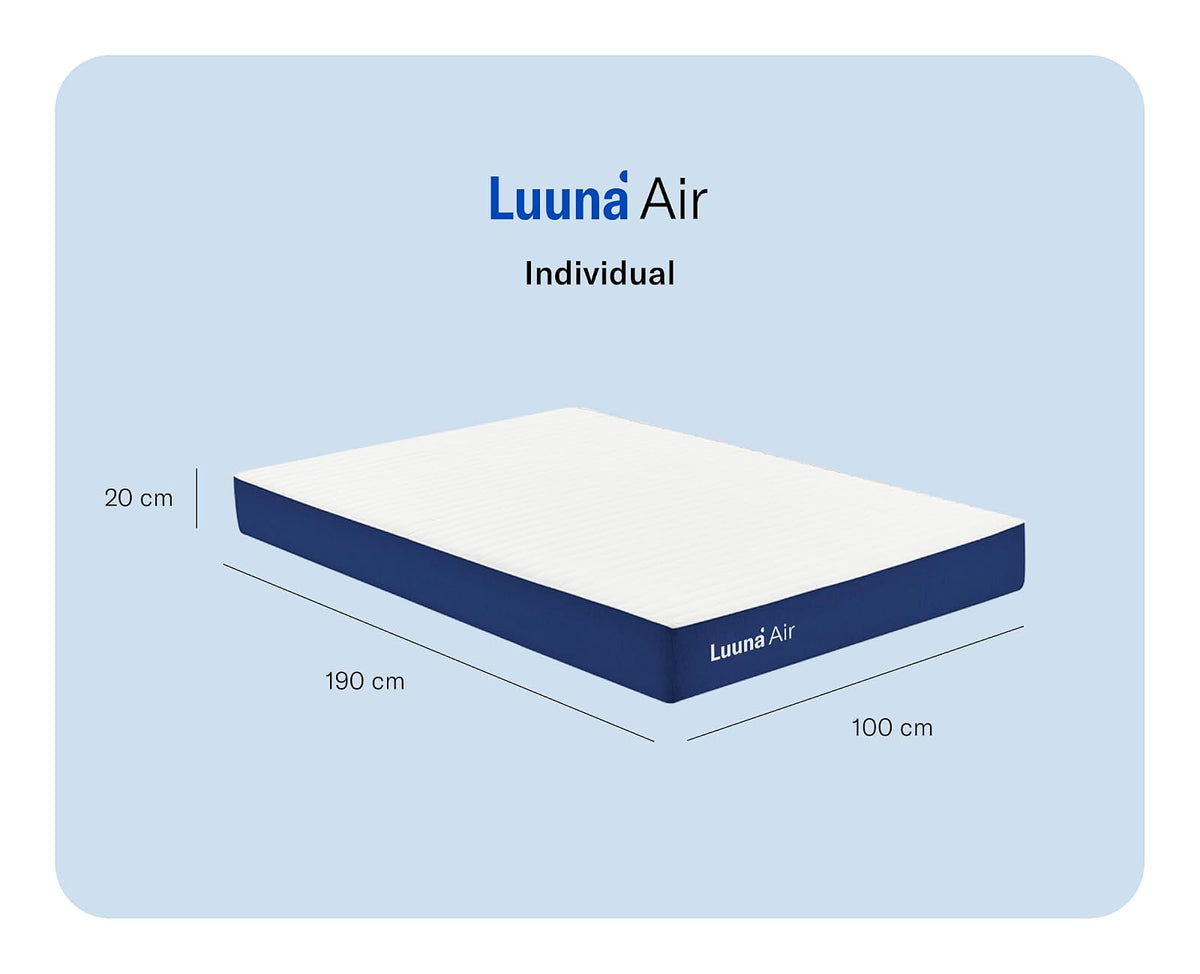 Luuna Colchón en Caja Air Individual, Memory Foam, Reduce la Transferencia de Movimiento, Brinda Soporte y firmeza, Mayor frescura, Marca Mexicana, 5 Años de Garantía