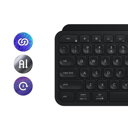 Logitech MX Keys S Teclado inalámbrico, bajo Perfil, preciso y silencioso, Teclas programables, retroiluminado, Bluetooth, USB C Recargable, para Windows PC, Linux, Chrome, Mac - Negro