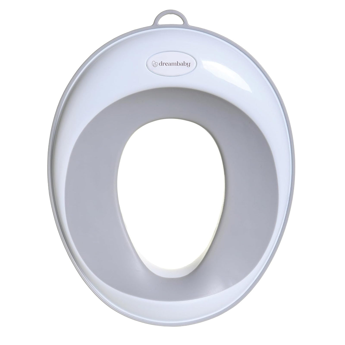 Dreambaby Asiento Entrenador para Baño Infantil, Adaptador de Inodoro Antideslizante y Suave, Portátil, Tamaño Estándar, Blanco con Gris
