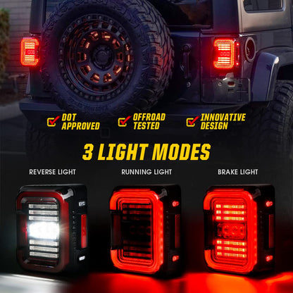 Xprite Luces Traseras LED para Jeep Wrangler JK/JKU 2007-2018, Aprobado DOT, Lente Transparente en C