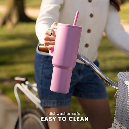 Simple Modern Vaso Térmico con Asa y Popote | Botella de Agua Acero Inoxidable Aislado | Vaso de viaje para café helado | Trek Colección | 890ml | Honolulu