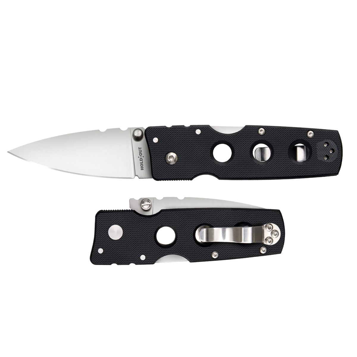 Cold Steel Hold out 3 Pulgadas S35VN Hoja Lisa de 4 Pulgadas con Mango G-10 de Bolsillo para Llevar Diario Cuchillo Plegable con Bloqueo de Triple Anuncio, Clip de Bolsillo