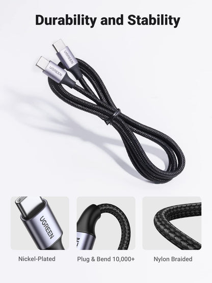 UGREEN - Cable de carga rápida con velocidad de transferencia de datos de 480 Mbps, computadoras tipo C a smartphones, sincronización de datos de 1 m, color negro