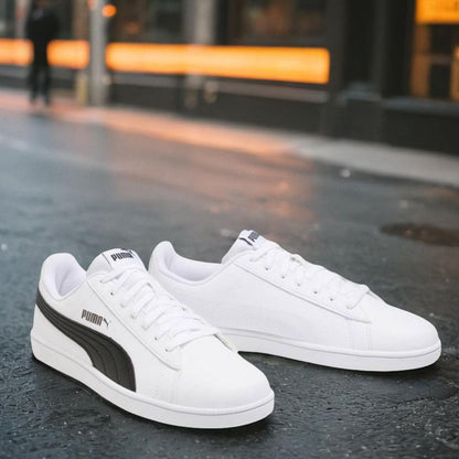 PUMA, Tenis Casuales UP, Unisex, Blanco con Azul, Talla 25,5