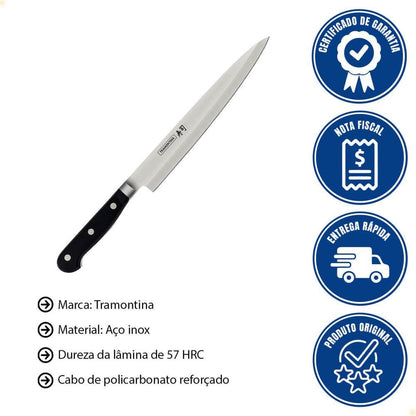 TRAMONTINA - Cuchillo Yanagiba Sushi, con Lámina de Acero Inoxidable, Mango de Policarbonato Reforzado con Fibra de Vidrio, Cubierto para Cortes Precisos, Filo Especial y Resistente, Tamaño d9"