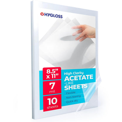 Hygloss Products Hojas de acetato para manualidades, película de proyector transparente, para proyectos de arte y manualidades y aulas, no para impresoras, 8.5 x 11 pulgadas, paquete de 10
