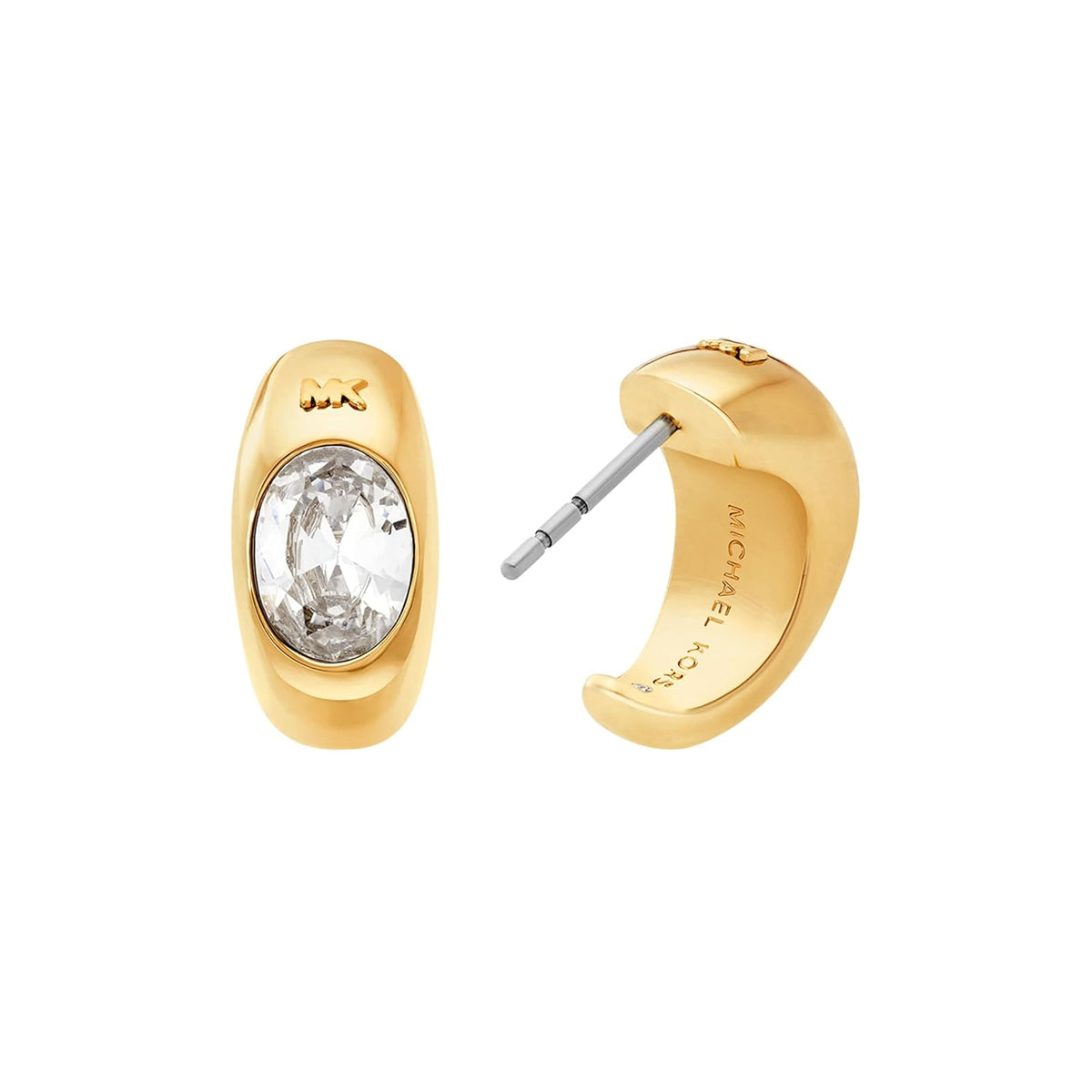 Aretes de aro para mujer de Michael Kors con piedras ovaladas de latón chapado en oro, MKJ8478710