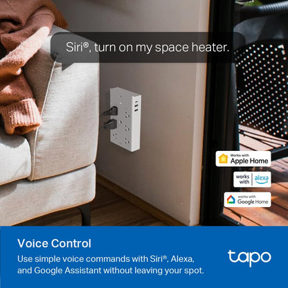 Tapo TP-Link P306, Multicontacto Inteligente, 6*outlets, 2*USB-A y 1* Puerto PD, Sensor de iluminación Ambiental Incorporado, Funciona con HomeKit, Alexa y Google.
