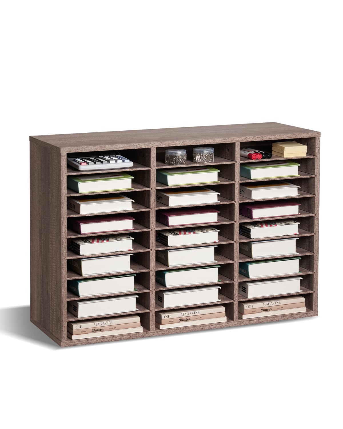 VEVOR Organizador de Literatura, 27 Compartimentos, buzón de Oficina con estantes extraíbles, clasificador de buzones de Madera, Tablero de partículas, Oficina, hogar, Aula, clasificador de Archivos - 27 compartimentos - gris