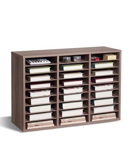 VEVOR Organizador de Literatura, 27 Compartimentos, buzón de Oficina con estantes extraíbles, clasificador de buzones de Madera, Tablero de partículas, Oficina, hogar, Aula, clasificador de Archivos - 27 compartimentos - gris