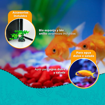Lomas Acuario Nano Cubo 9 L con Filtro Incorporado, Lámpara LED Bajo Consumo y , Ideal para Peces Tropicales, Betas y Plantas Acuáticas, Medidas 20.5 x 23.5 x 22.5 cm