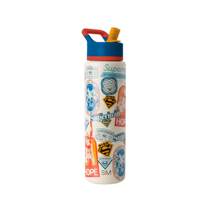 Simple Modern Summit Botella de Agua con Tapa de Popote - 30oz Water Bottle - DC Comics: Superman Up in the Sky