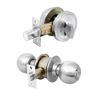 Hermex Combo de Cerraduras para Puerta CMB-62P - Cromo mate - Llave-mariposa