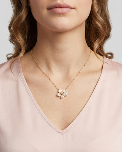 Lonna & Lilly - Collar para Mujer con Colgante de Flor de 40,6 cm, Color Dorado, Blanco y Vidrio, Talla única