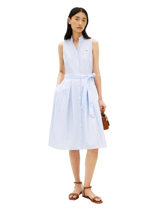 Tommy Hilfiger Sleeveless Cotton Shirt Dress Business Casual Dress Vestido Informal Mujer