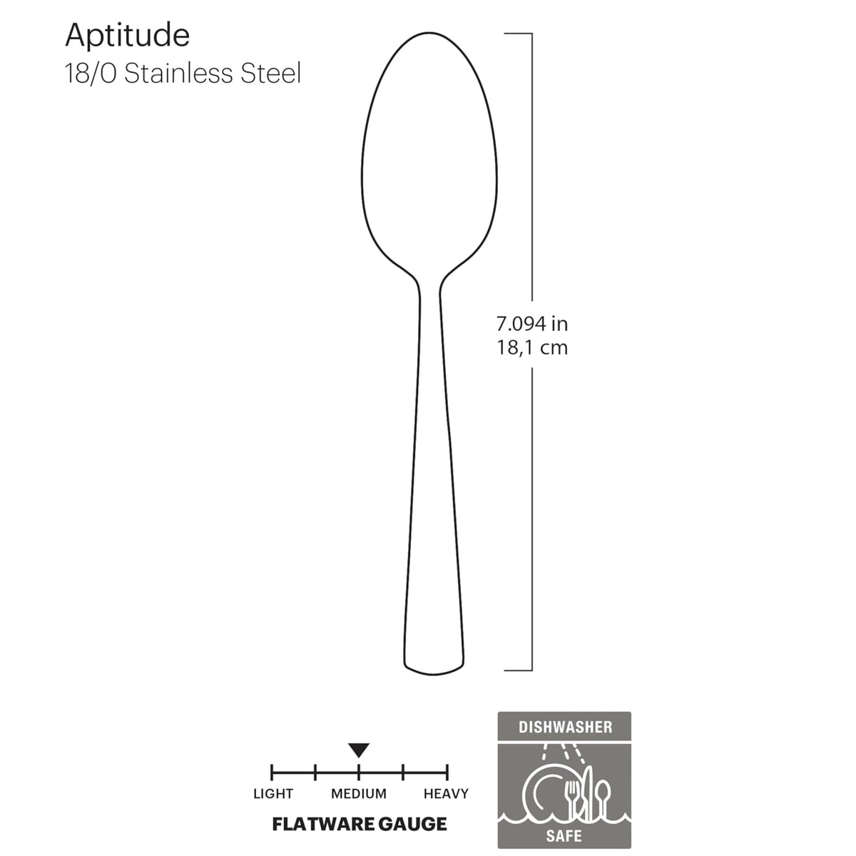 Oneida Aptitude Everyday Cucharas de cena de acero inoxidable 18/0, juego de 6, juego de cubiertos