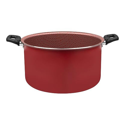 Ekco | Olla con Tapa Classic Aluminio Antiadherente Rojo Geothermic 24 cm | Tapa de vidrio, Fácil limpieza, Libre de PFOA, Cocción uniforme, Asas remachadas, Tapa de vidrio, Baquelita aislante
