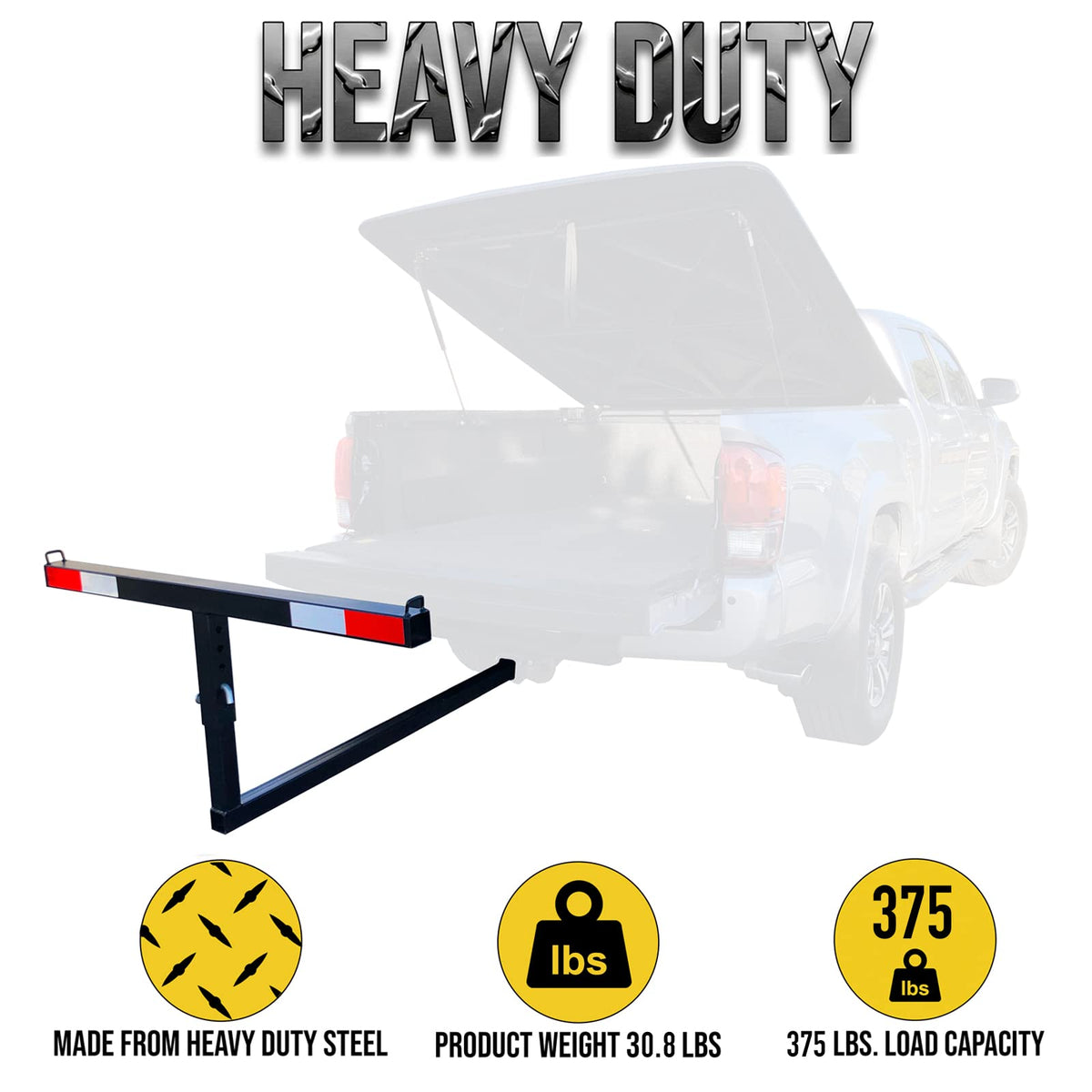 MaxxHaul 70229 - Extensor de Cama para camioneta, Capacidad de 350 Libras para Escalera, Estante, Canoa, Kayak, Tubos Largos y Madera, Negro, 53 x 17 x 2.5 Pulgadas