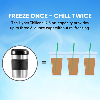 HyperChiller El original pero nuevo enfriador de café helado/bebidas patentado HC2SS de acero inoxidable listo en un minuto, reutilizable para té helado, vino, licores, alcohol, jugo, 12 onzas, acero