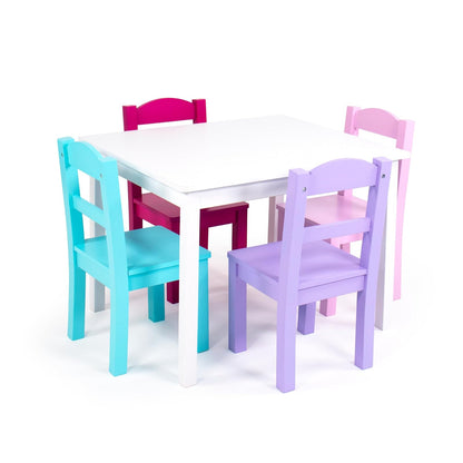 Humble Crew Juego de Mesa y 4 Sillas para Niños - rosa - violeta - azul