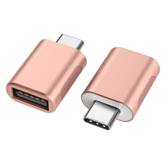 Nonda - Adaptador USB C a USB (2 Unidades), Adaptador USB-C a USB 3.0, USB Tipo C a USB, Thunderbolt 4/3 a USB Hembra OTG para MacBook Pro2021, MacBook Air 2020, iPad Pro 2021 y más (Oro Rosa)