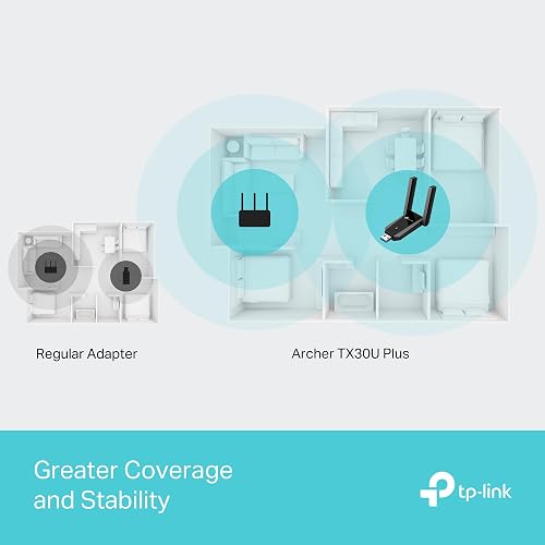 TP-Link Adaptador USB WiFi Archer TX30U Plus - WiFi 6 AX1800 Doble Banda - hasta 1.8 Gbps - Antenas de Alta Ganancia - USB 3.0 - MU-MIMO y OFDMA - Compatible con Windows