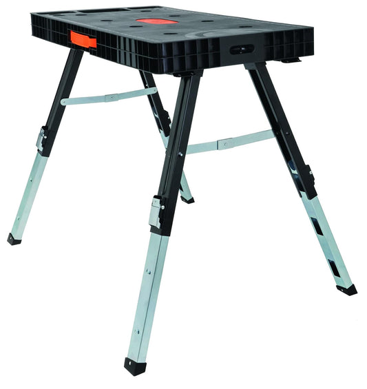 Disston Omni Plus - Mesa de Trabajo 5 en 1, Mesa de sujeción, andamio, Dolly y Creeper, Todo en uno, Color Naranja/Negro