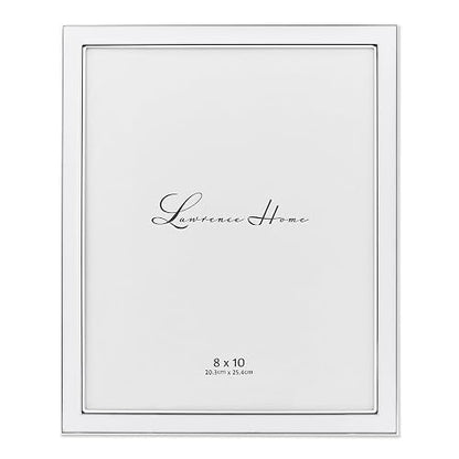 Lawrence Frames 586180 Metal with White Enamel Picture Frame, 8 by 10 inch, Silver Plated